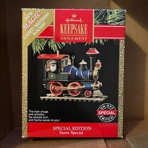 1991 HALLMARK KEEPSAKE ORNAMENT QLX716-7 SANTA SPECIAL EDITION TRAIN LOCOMOTIVE